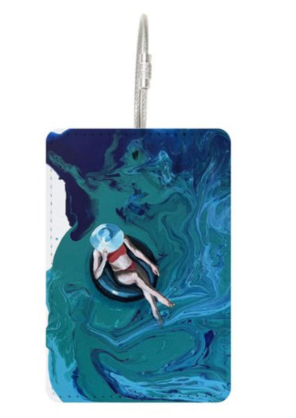 Floating Lady/Red Bikini Travel Tag