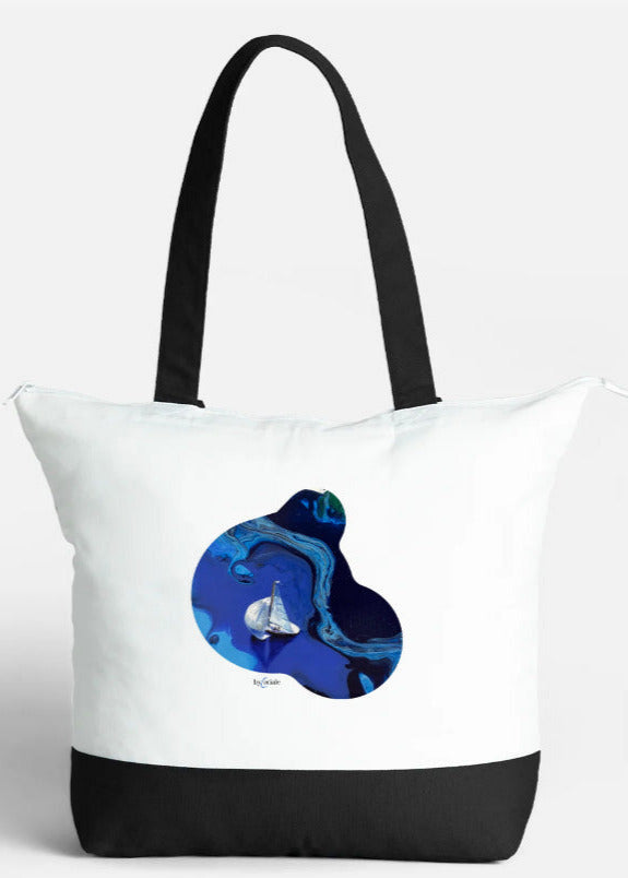 Sail Away Large Cotton Tote with Zipper