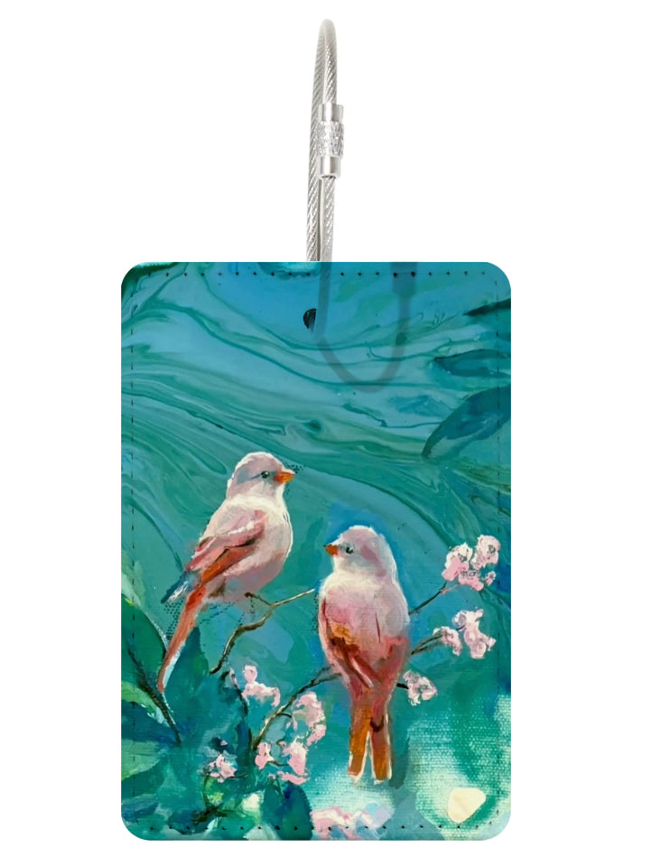 Pink Finches Luggage Tag