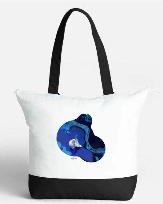 Sail Away Large Cotton Tote with Zipper