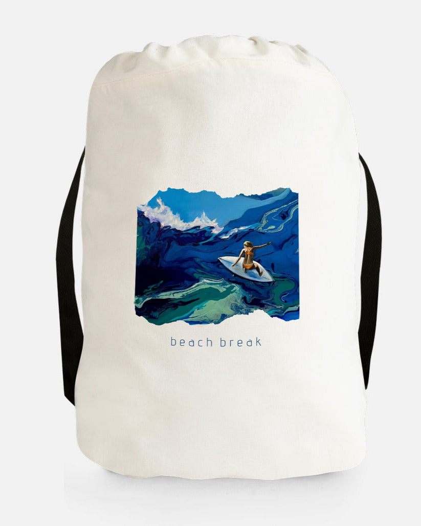 Surfer Girl Cotton Drawstring Bag